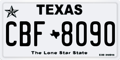 TX license plate CBF8090