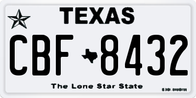 TX license plate CBF8432