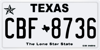 TX license plate CBF8736