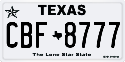 TX license plate CBF8777