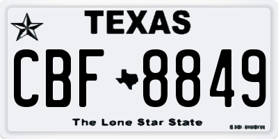 TX license plate CBF8849