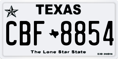 TX license plate CBF8854