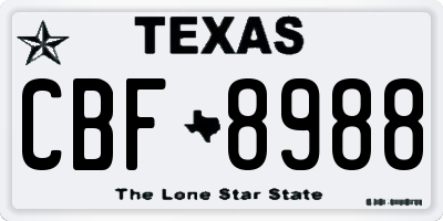 TX license plate CBF8988