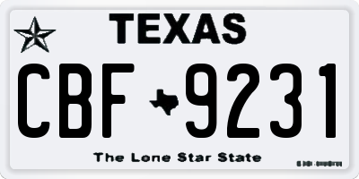 TX license plate CBF9231