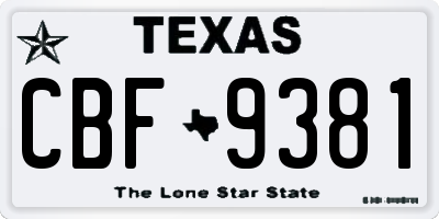 TX license plate CBF9381