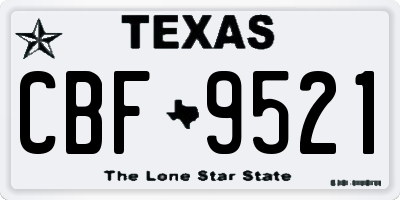 TX license plate CBF9521