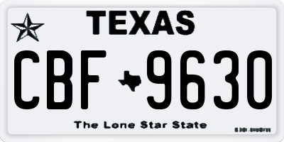 TX license plate CBF9630