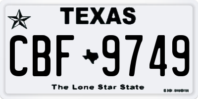 TX license plate CBF9749