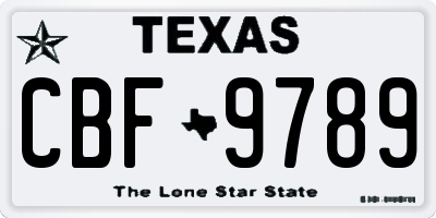 TX license plate CBF9789