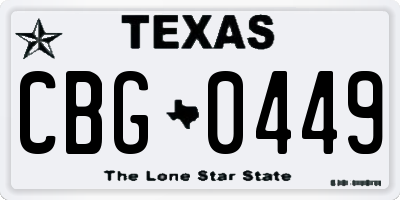 TX license plate CBG0449