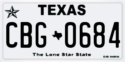 TX license plate CBG0684