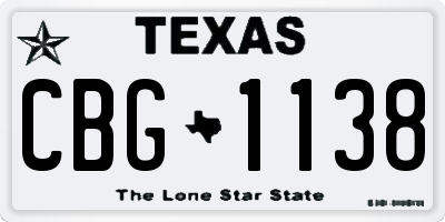 TX license plate CBG1138