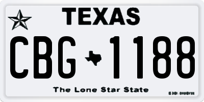TX license plate CBG1188