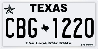 TX license plate CBG1220