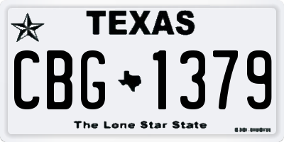 TX license plate CBG1379