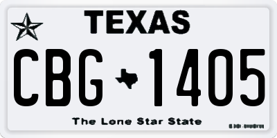 TX license plate CBG1405