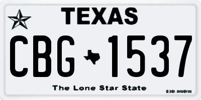 TX license plate CBG1537