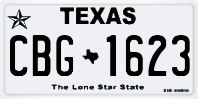 TX license plate CBG1623