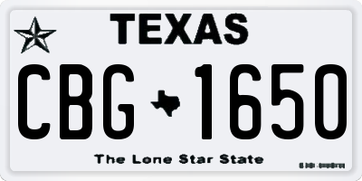 TX license plate CBG1650