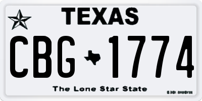 TX license plate CBG1774
