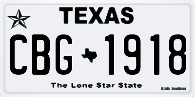 TX license plate CBG1918