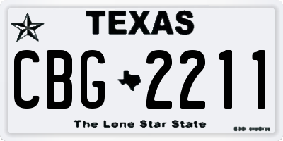 TX license plate CBG2211