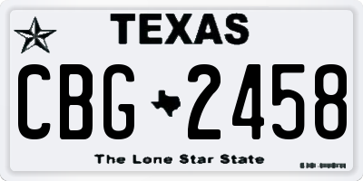 TX license plate CBG2458