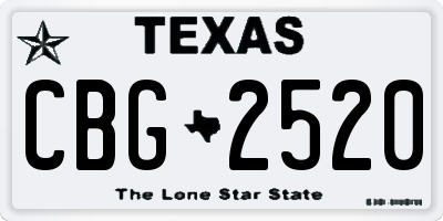 TX license plate CBG2520
