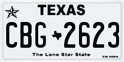 TX license plate CBG2623