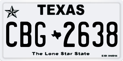 TX license plate CBG2638