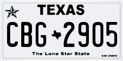 TX license plate CBG2905