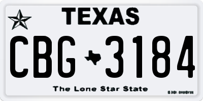 TX license plate CBG3184