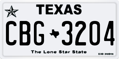 TX license plate CBG3204