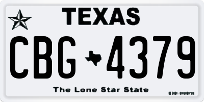 TX license plate CBG4379