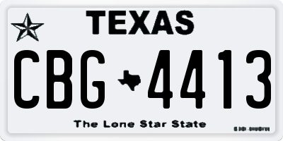 TX license plate CBG4413