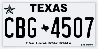 TX license plate CBG4507