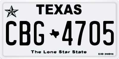 TX license plate CBG4705