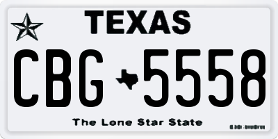 TX license plate CBG5558