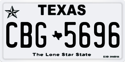 TX license plate CBG5696