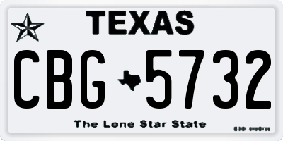 TX license plate CBG5732