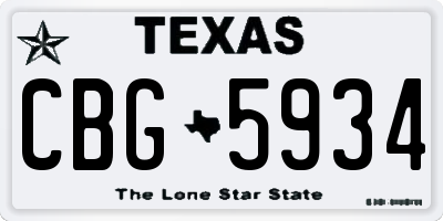 TX license plate CBG5934