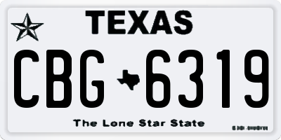 TX license plate CBG6319