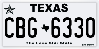TX license plate CBG6330