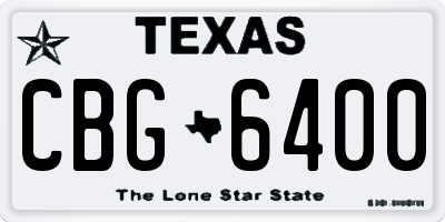 TX license plate CBG6400