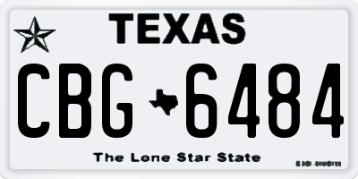TX license plate CBG6484