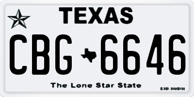 TX license plate CBG6646