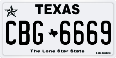 TX license plate CBG6669