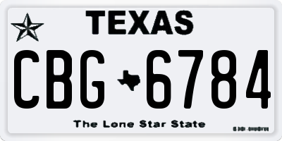 TX license plate CBG6784