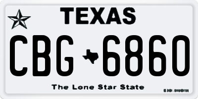 TX license plate CBG6860