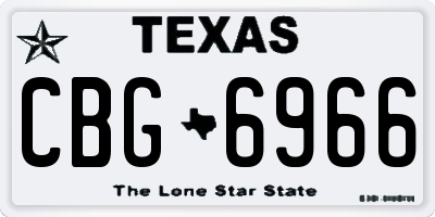 TX license plate CBG6966